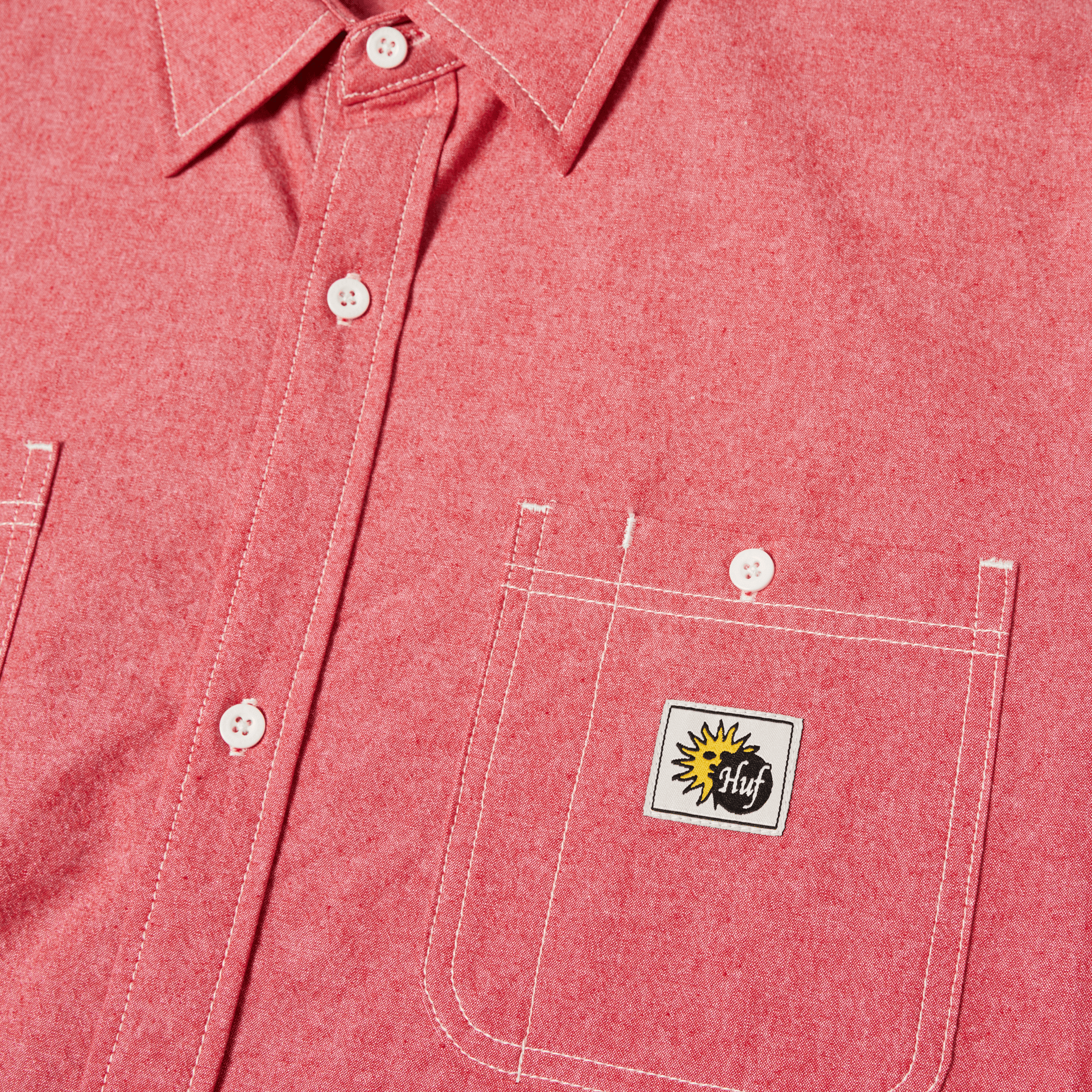 Huf Total Eclipse Chambray Shirt Red