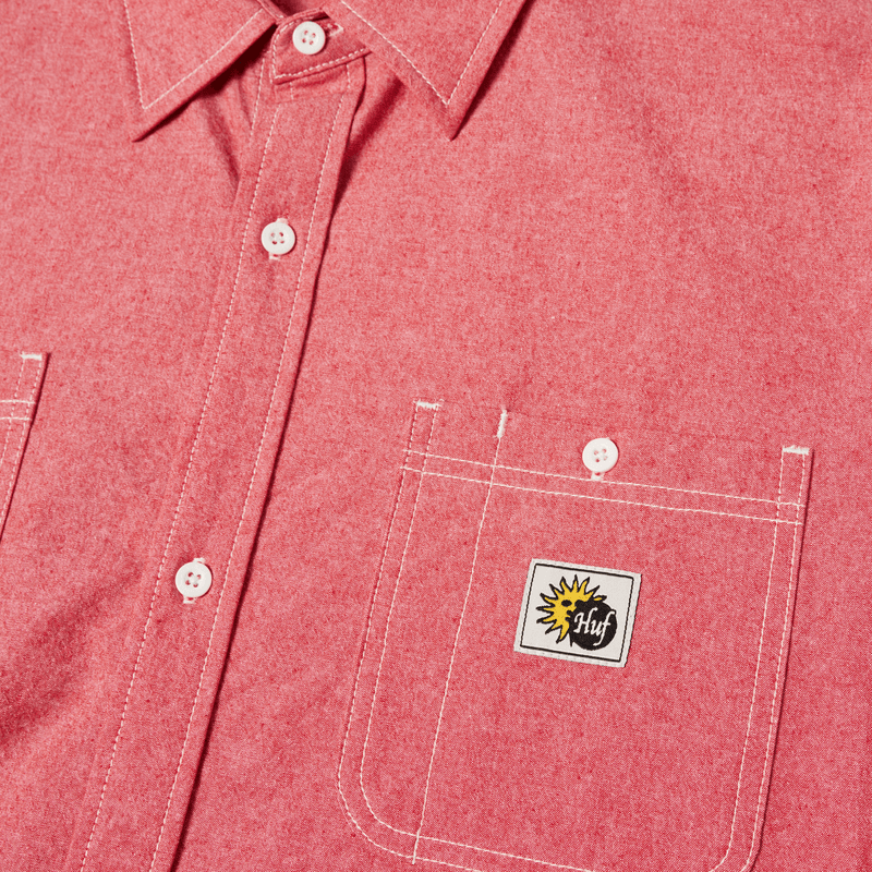 Huf Total Eclipse Chambray Shirt Red