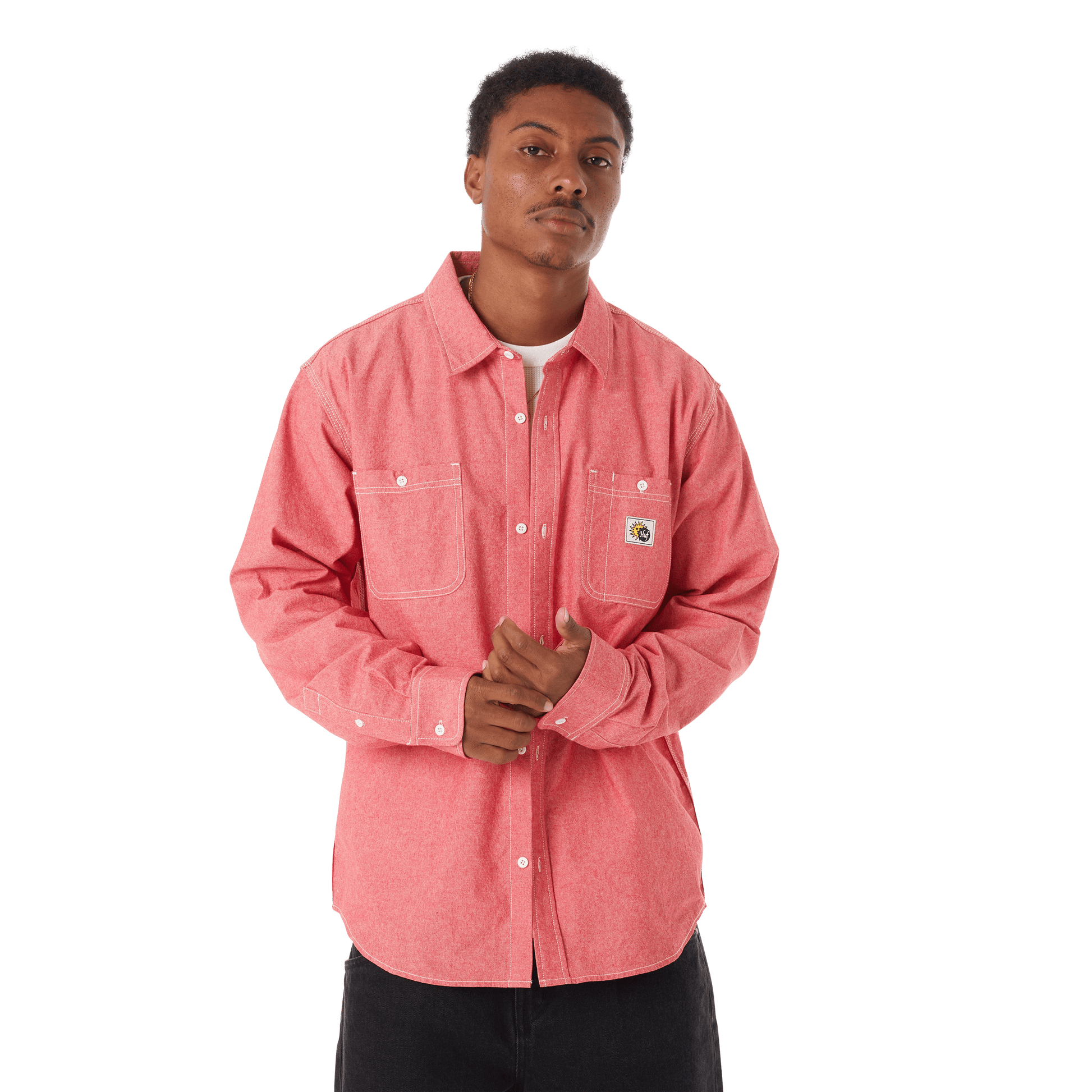 Huf Total Eclipse Chambray Shirt Red