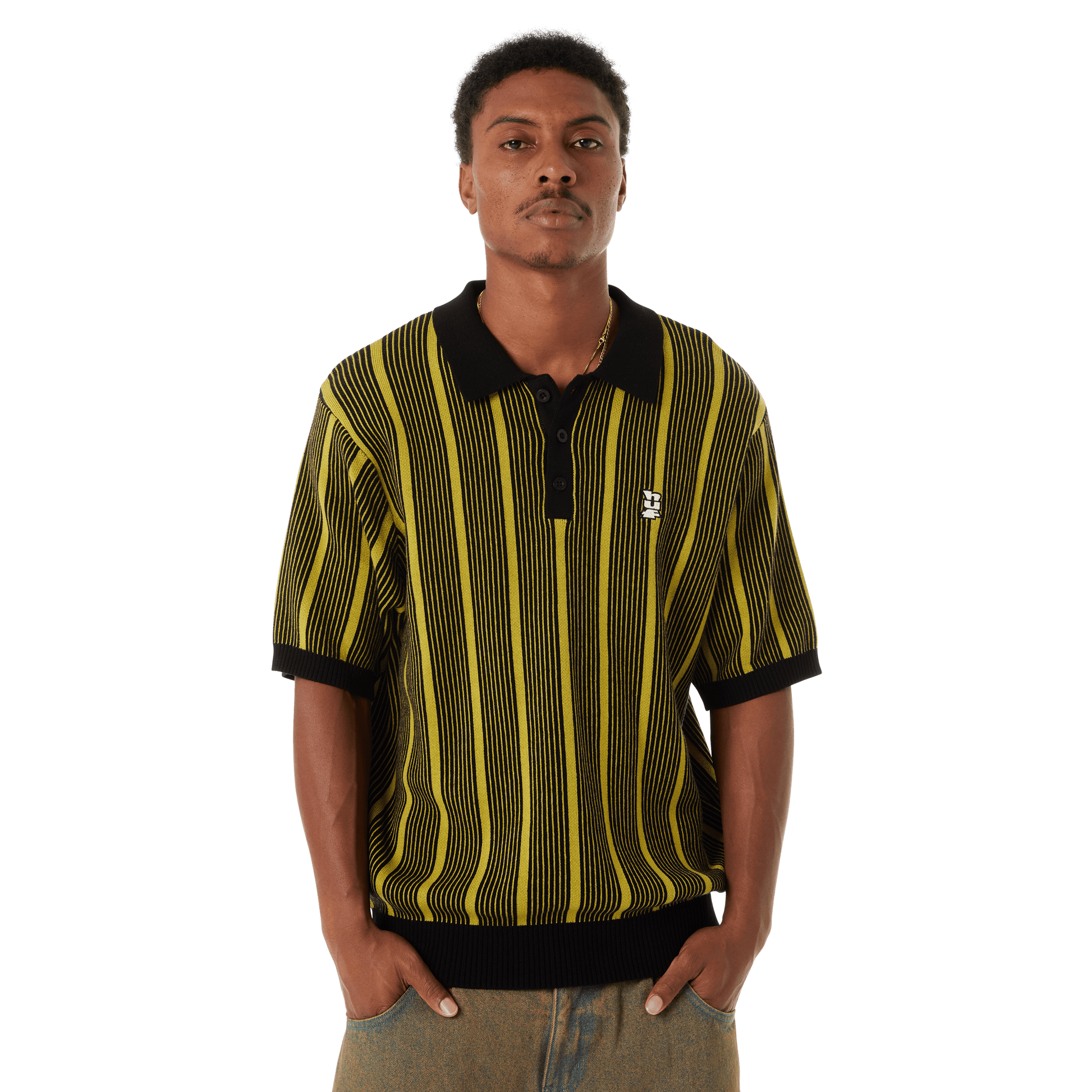 Huf Trace Stripe Knit Top Moss