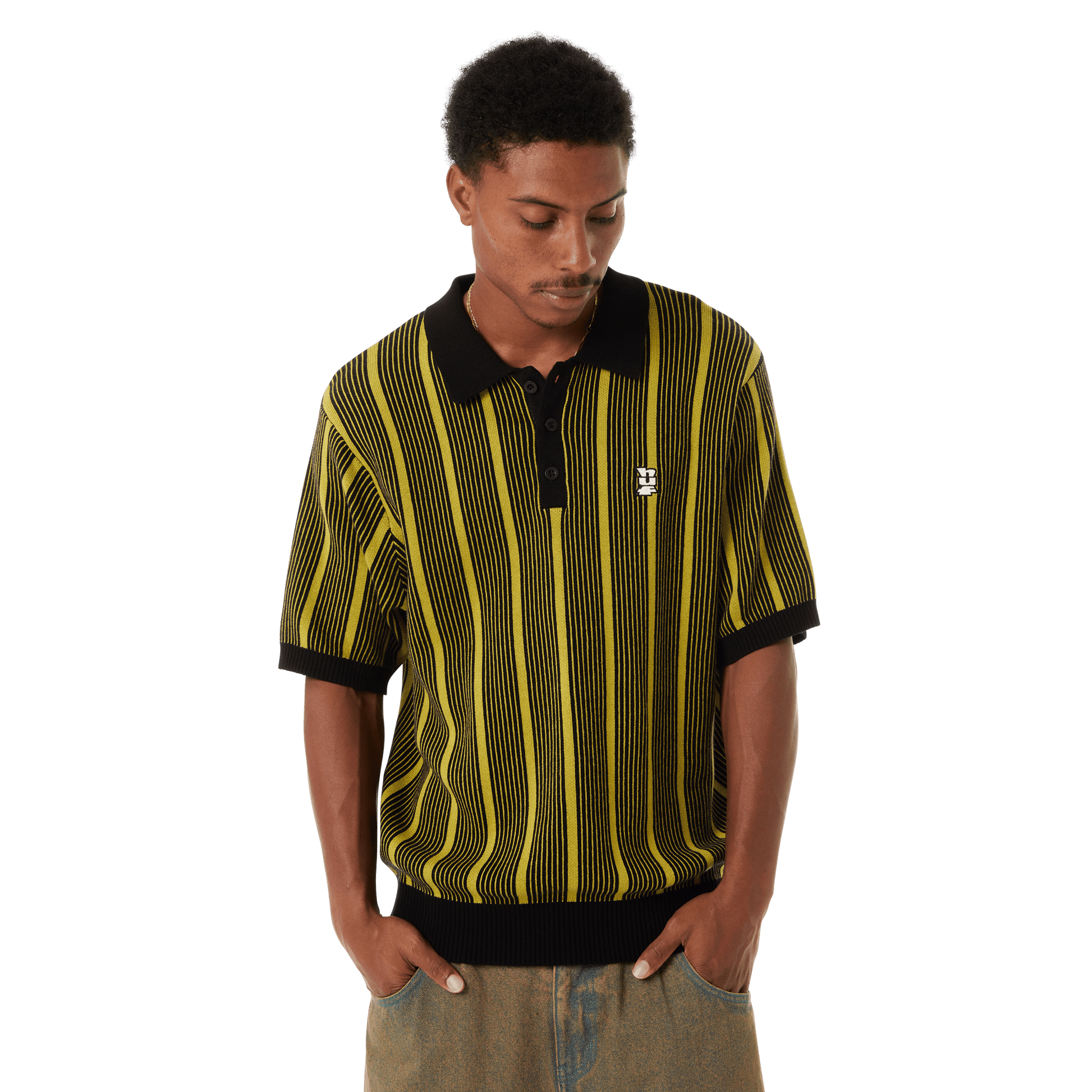 Huf Trace Stripe Knit Top Moss