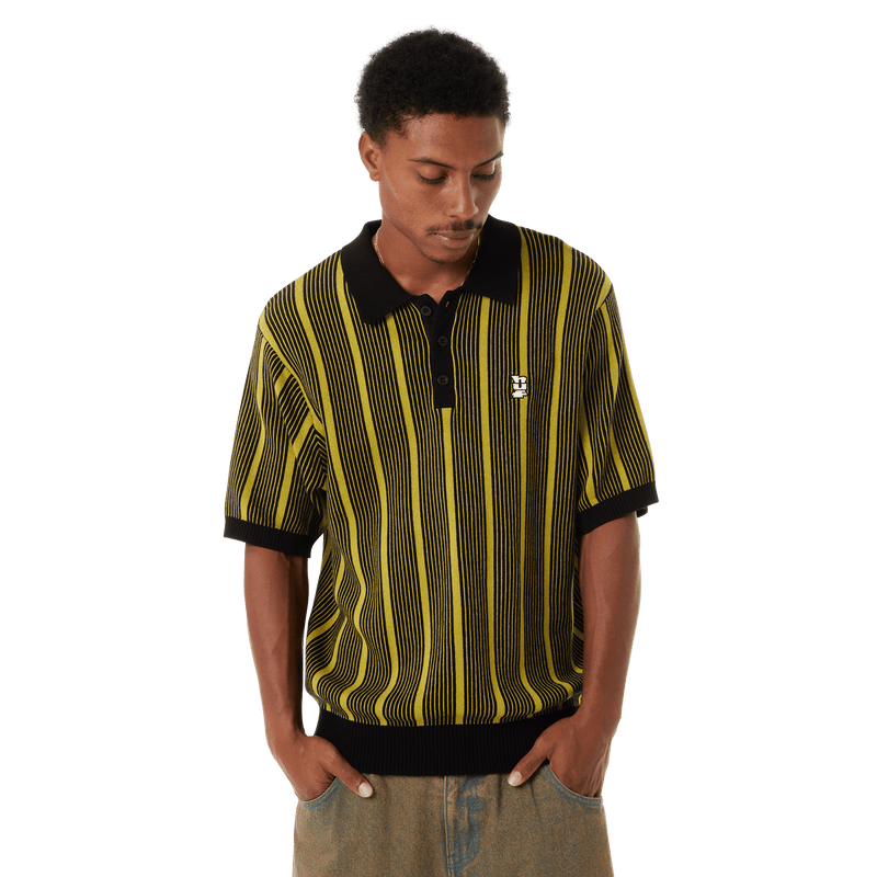 Huf Trace Stripe Knit Top Moss