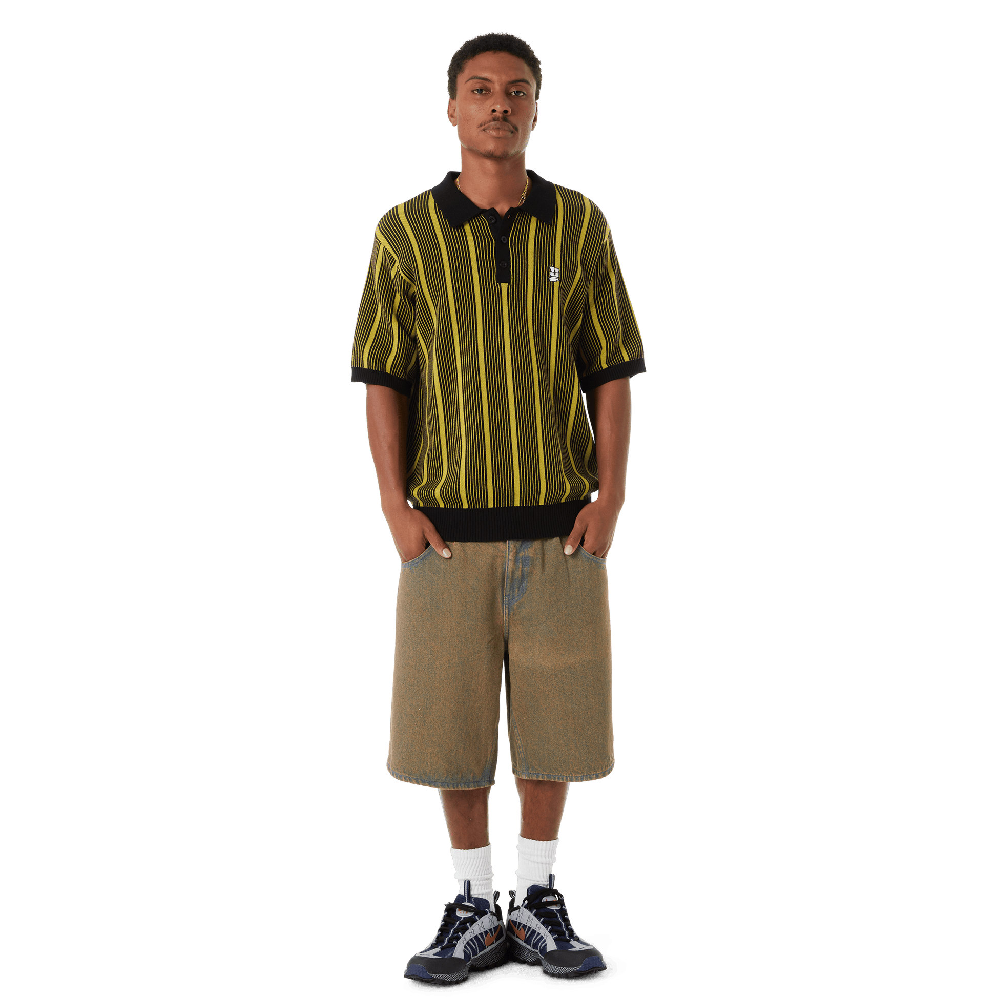 Huf Trace Stripe Knit Top Moss