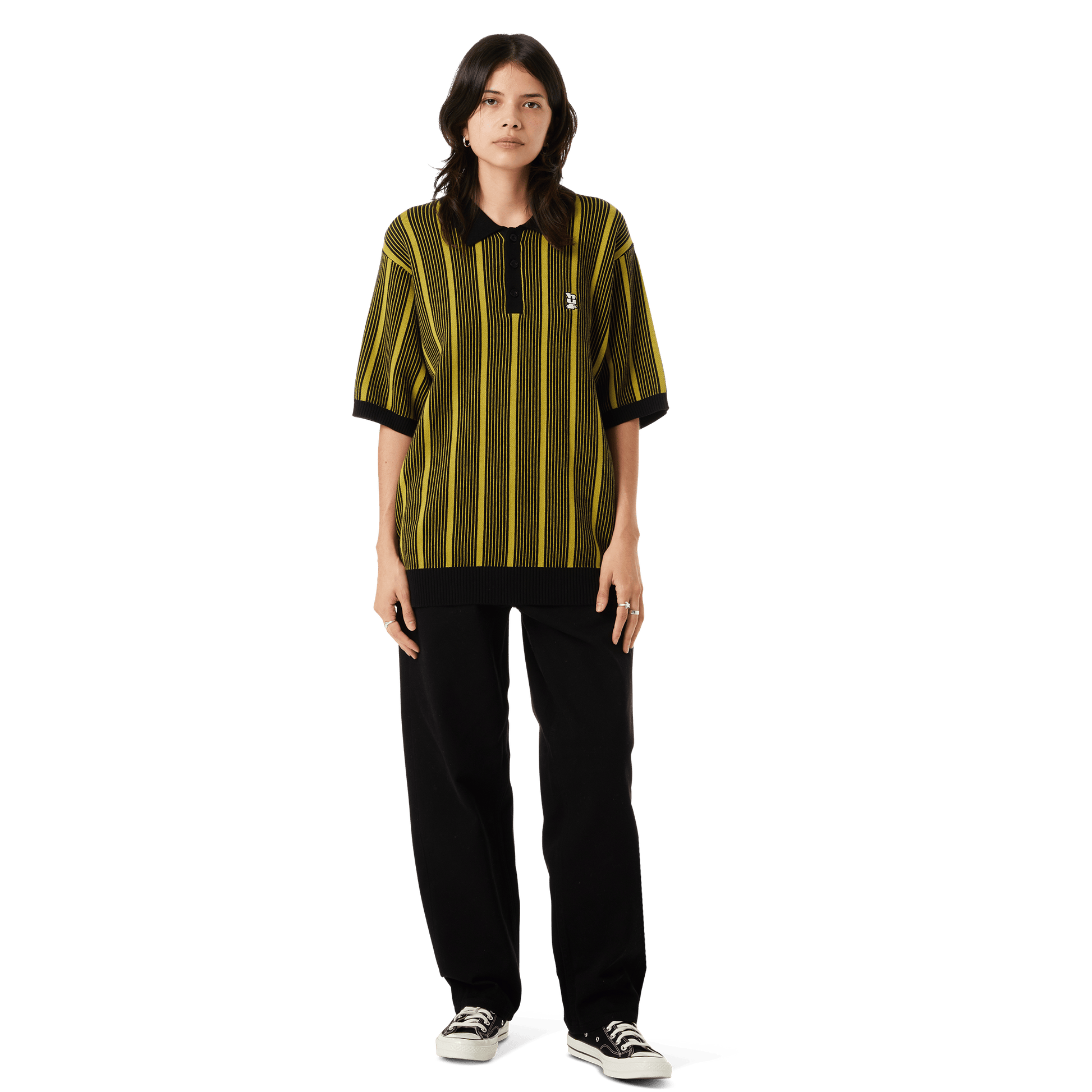 Huf Trace Stripe Knit Top Moss