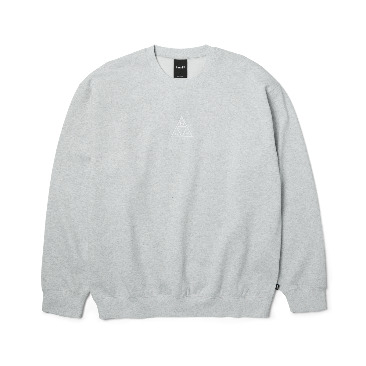 HUF Triple Triangle Embroidered Crewneck Sweatshirt Heather Grey/White