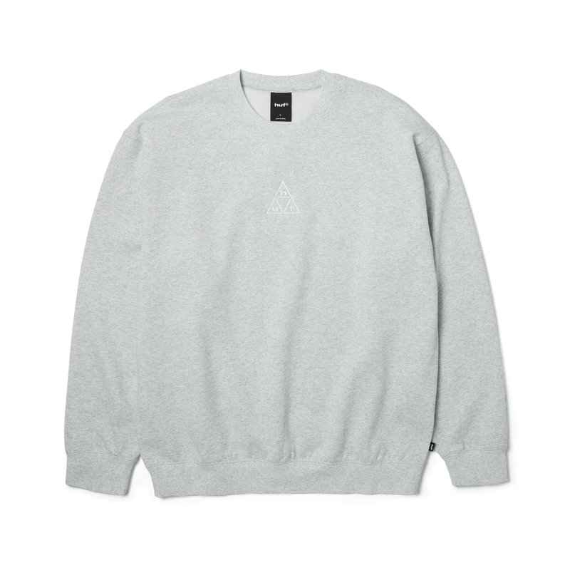 HUF Triple Triangle Embroidered Crewneck Sweatshirt Heather Grey/White