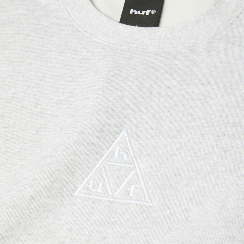 HUF Triple Triangle Embroidered Crewneck Sweatshirt Heather Grey/White