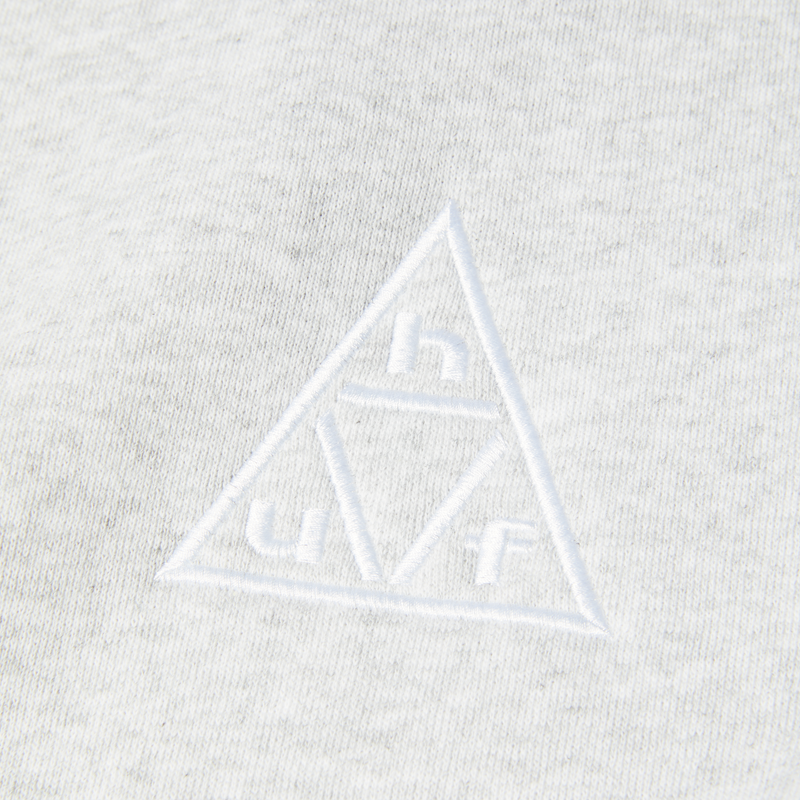HUF Triple Triangle Embroidered Crewneck Sweatshirt Heather Grey/White