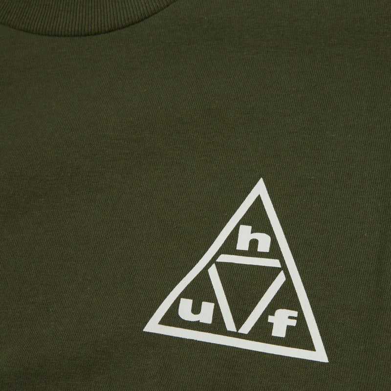 HUF Triple Triangle T-Shirt Surplus Green/White