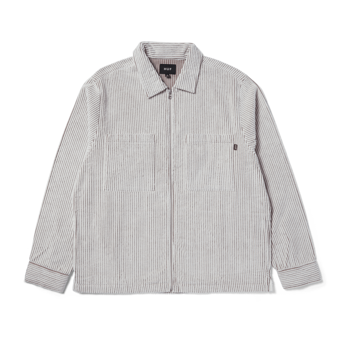 Two Tone Corduroy Zip Shacket