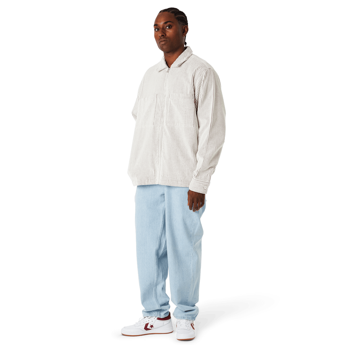 Two Tone Corduroy Zip Shacket