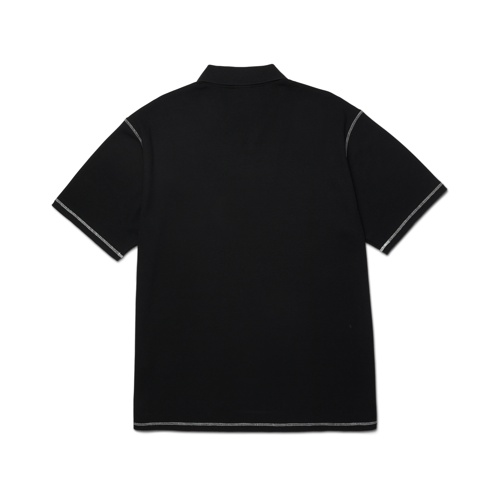 Huf Waffle Knit Contrast Polo Top Black