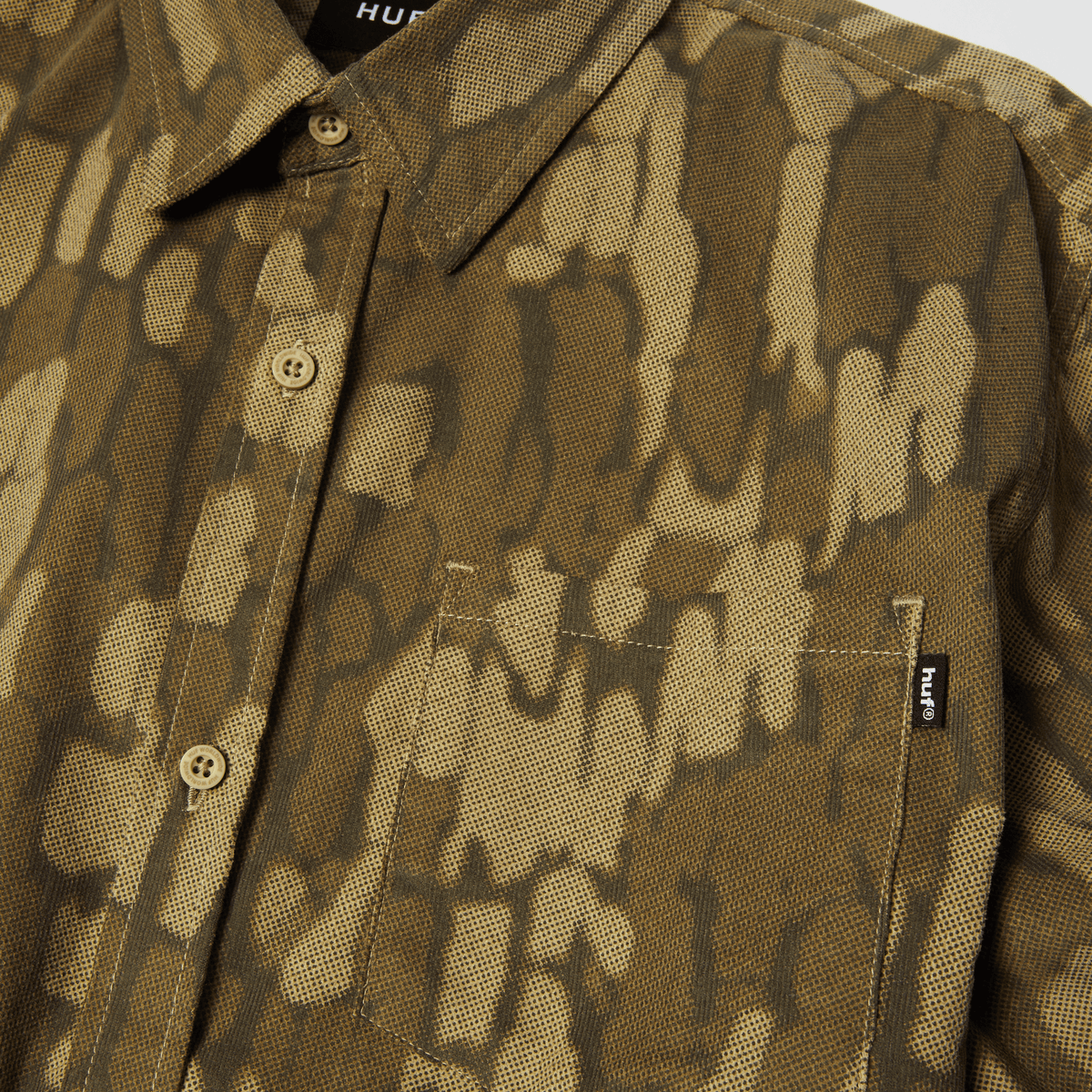 Huf Warped Camo Corduroy Shirt Muted Camo