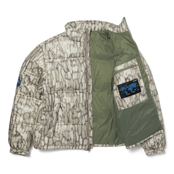 Huf 89 Warped Camo Tyvek Puffer Muted Camo
