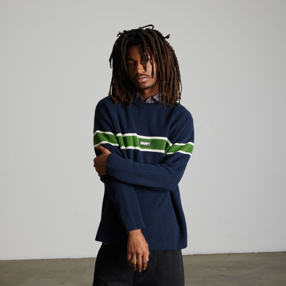 HUF Winnfield Crewneck Sweater Navy
