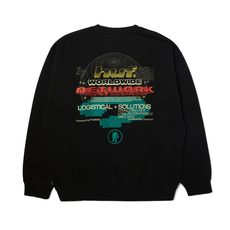 Huf Worldwide Network Crewneck Sweatshirt Black