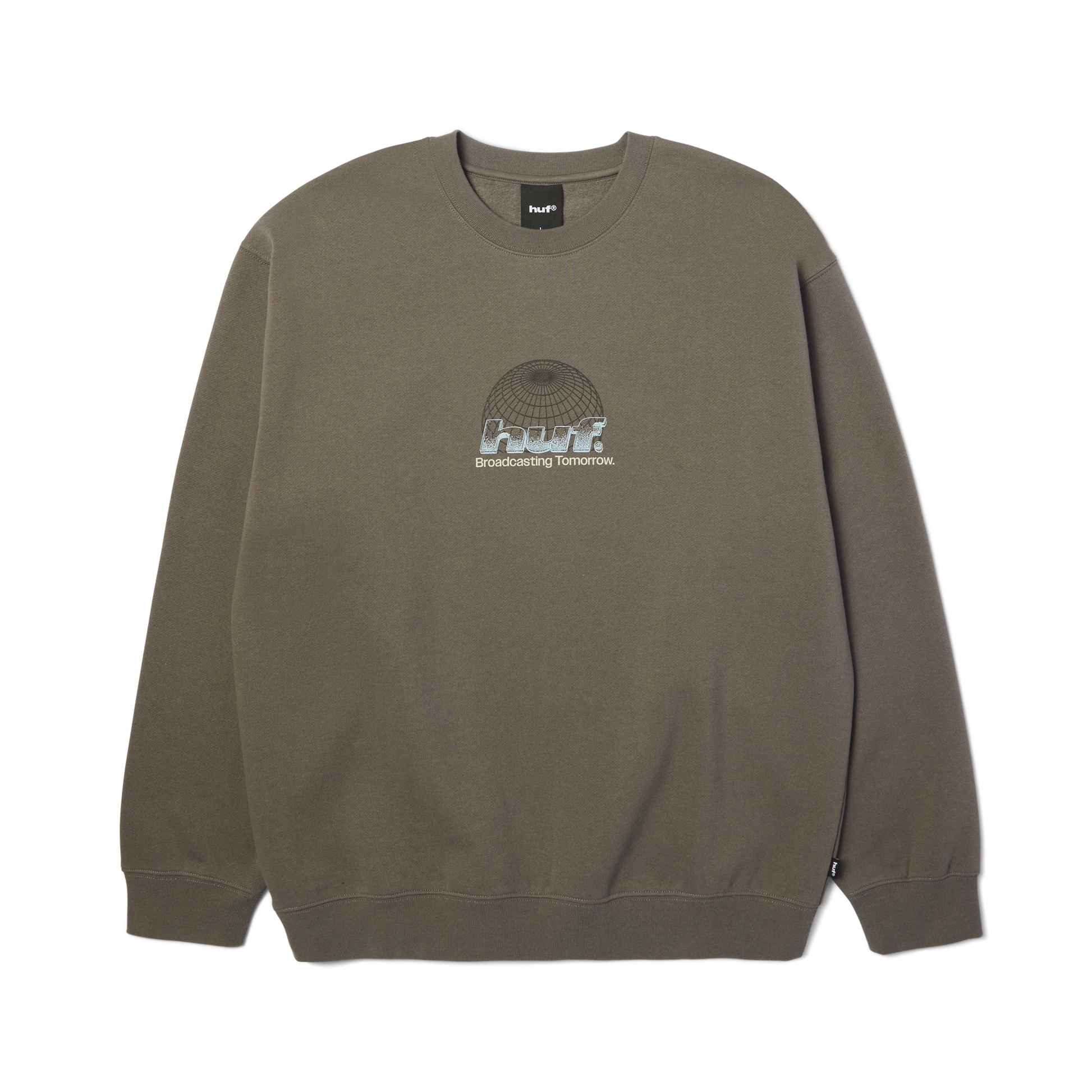 Huf Worldwide Network Crewneck Sweatshirt Dark Earth