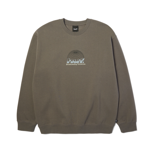 Huf Worldwide Network Crewneck Sweatshirt Dark Earth