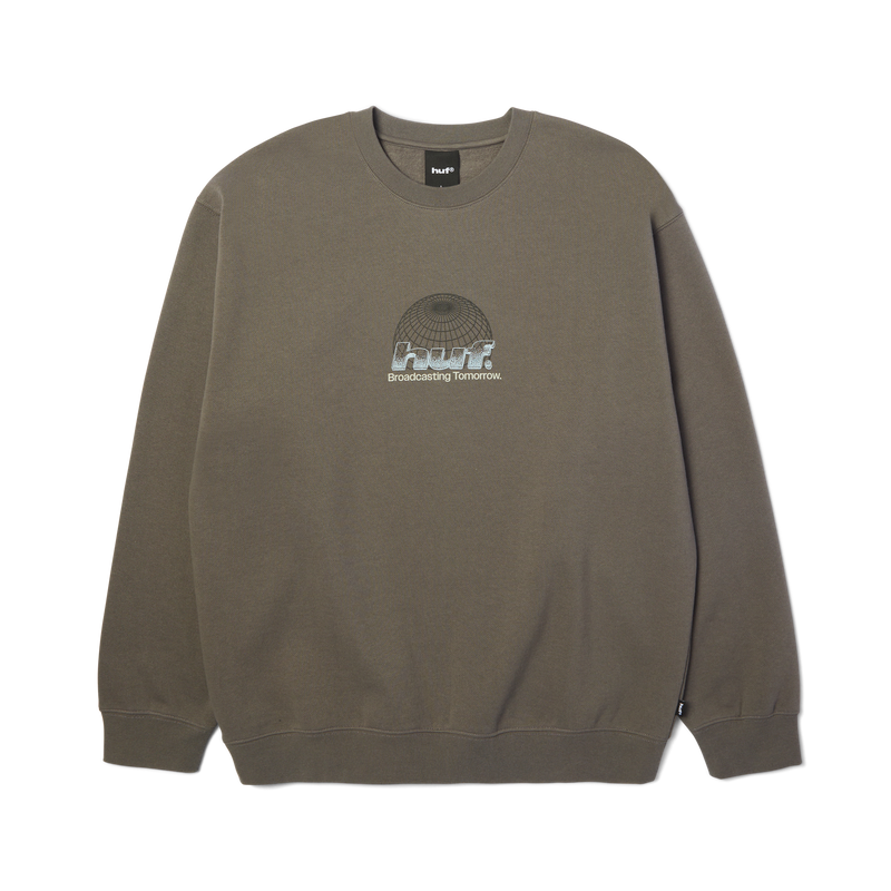 Huf Worldwide Network Crewneck Sweatshirt Dark Earth