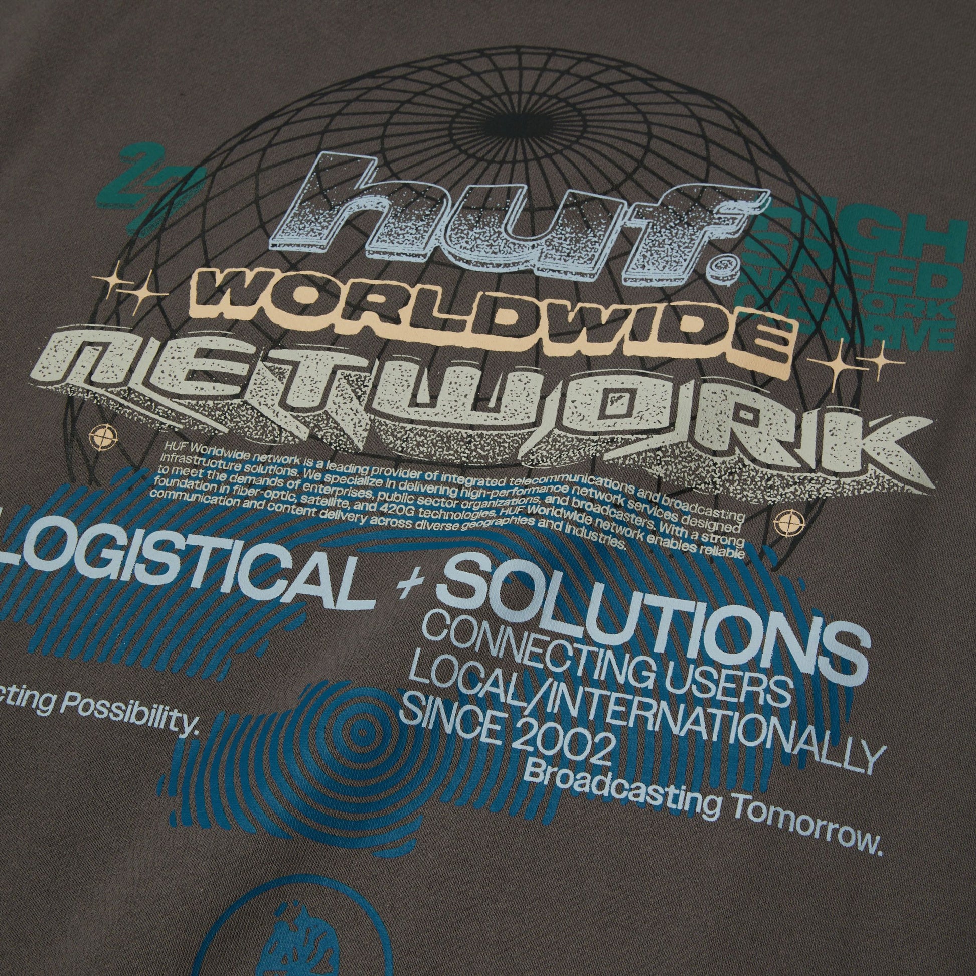 Huf Worldwide Network Crewneck Sweatshirt Dark Earth