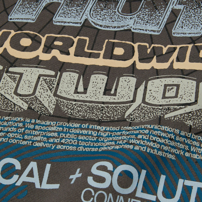 Huf Worldwide Network Crewneck Sweatshirt Dark Earth