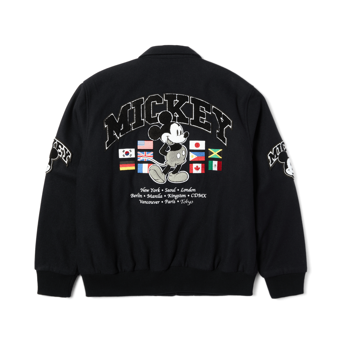 Disney Huf Mickey Worldwide Tour Varsity Jacket Jk00510 - Navy