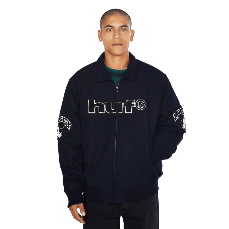 HUF Disney | HUF Mickey Worldwide Tour Varsity Jacket Navy