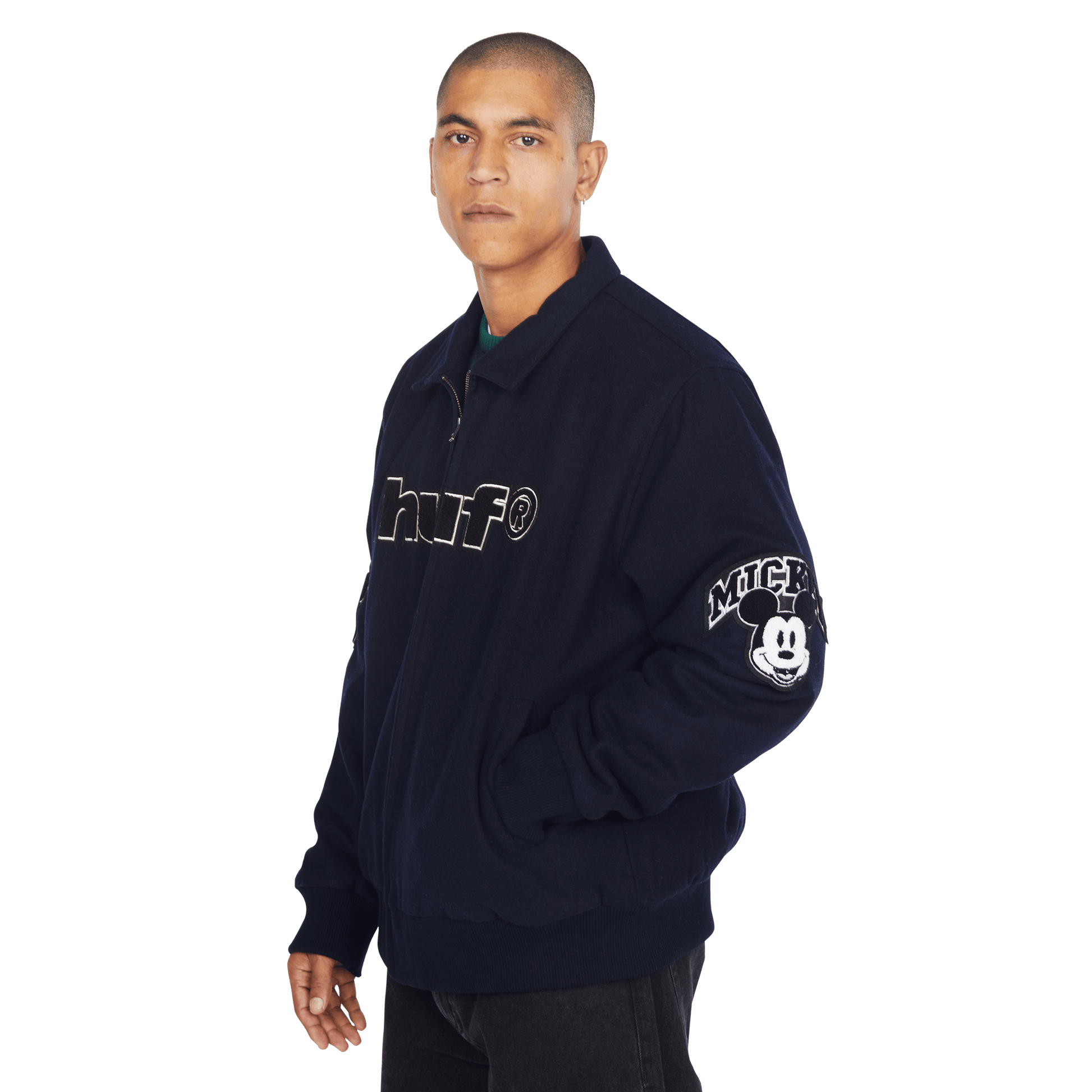 HUF Disney | HUF Mickey Worldwide Tour Varsity Jacket Navy