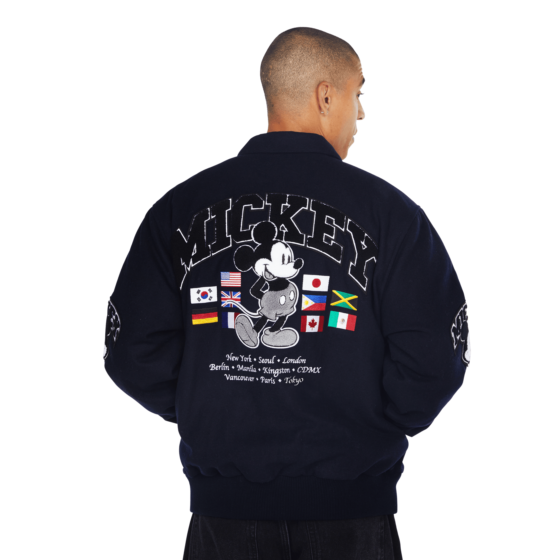 HUF Disney | HUF Mickey Worldwide Tour Varsity Jacket Navy