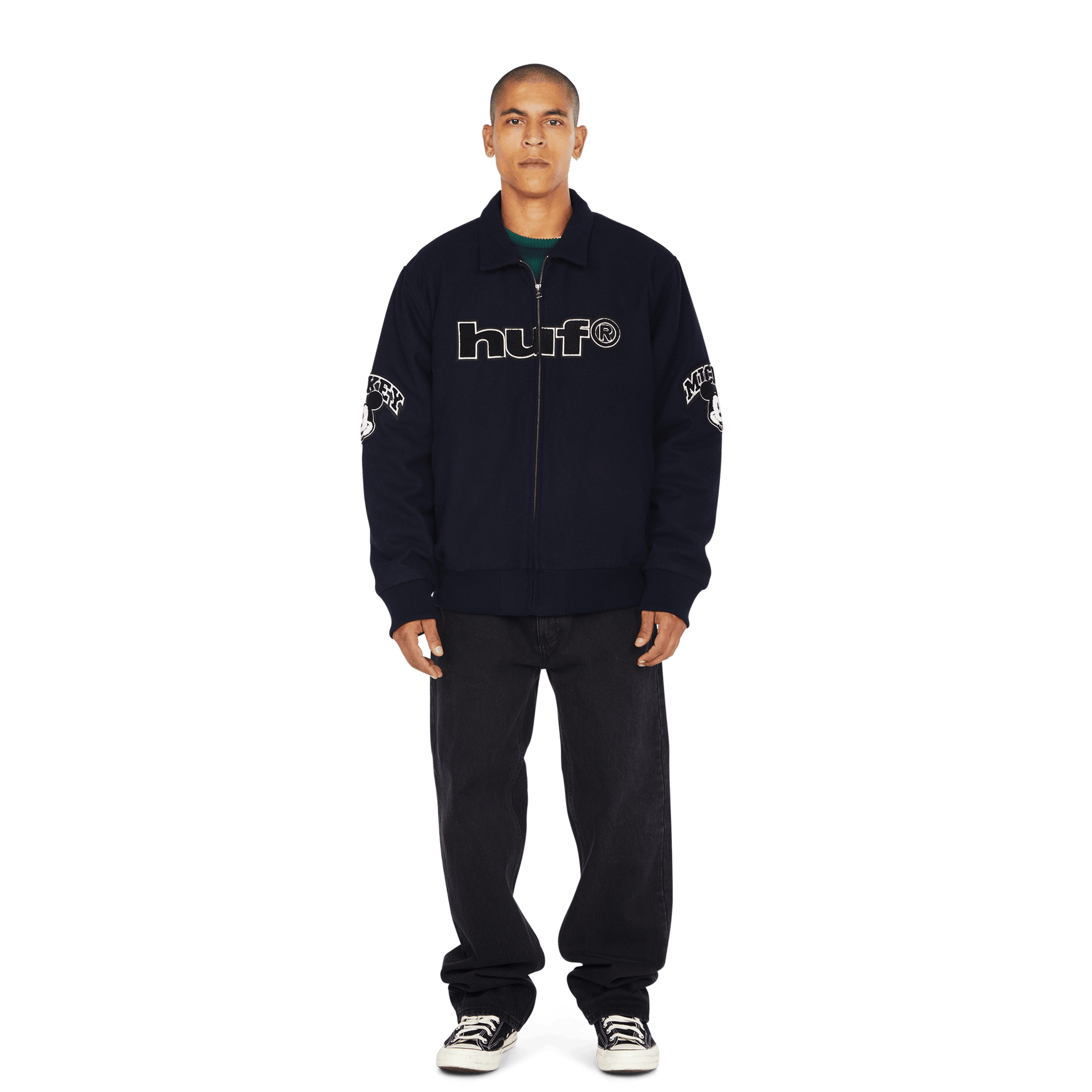 HUF Disney | HUF Mickey Worldwide Tour Varsity Jacket Navy