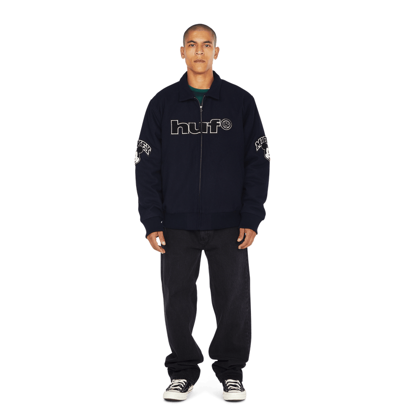 HUF Disney | HUF Mickey Worldwide Tour Varsity Jacket Navy