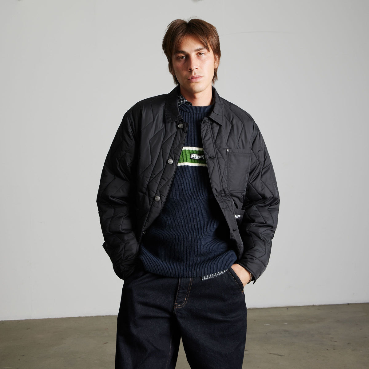 HUF Zig Zag Quilted Chore Jacket Black