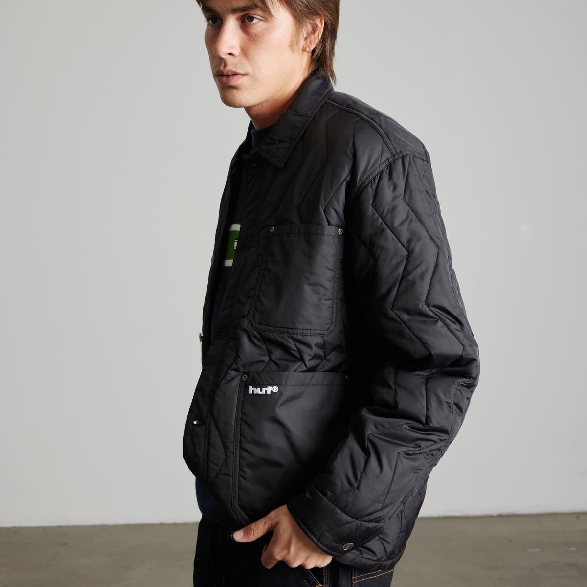 HUF Zig Zag Quilted Chore Jacket Black
