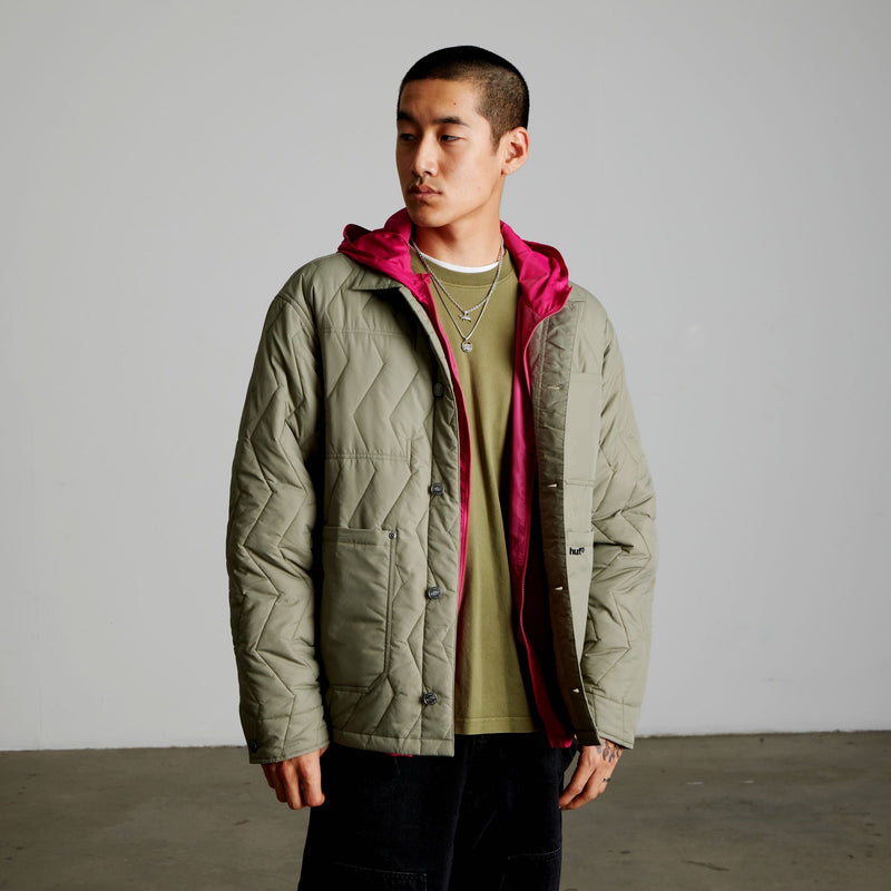 HUF Zig Zag Quilted Chore Jacket Sage