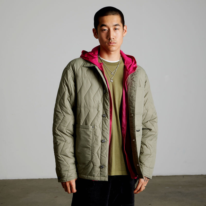 HUF Zig Zag Quilted Chore Jacket Sage