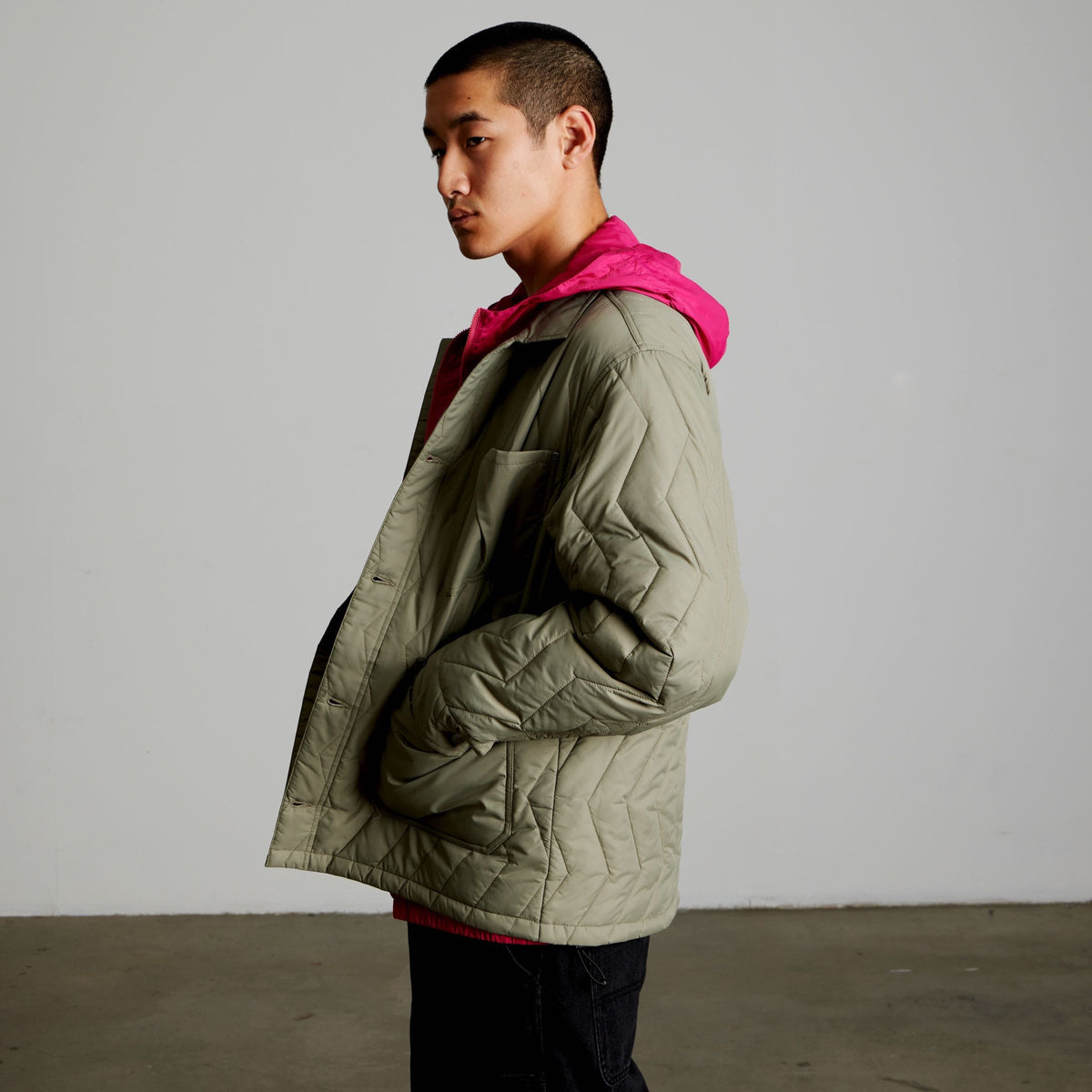 HUF Zig Zag Quilted Chore Jacket Sage